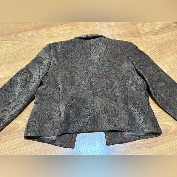 Harve Bernard Open Tapestry Brown Textured Jacket Blazer Size 14 - Picture 5 of 9